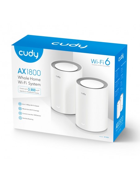 Cudy AX1800 Doble banda (2,4 GHz   5 GHz) Wi-Fi 6 (802.11ax) Blanco 1 Interno