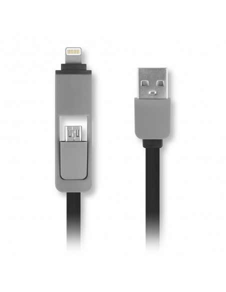 1Life (A) A LIGHTNING MICROUSB 1M NEGRO cable USB USB A Micro-USB A Negro, Gris