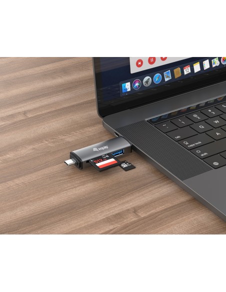 Equip 245460 lector de tarjeta USB 3.2 Gen 1 (3.1 Gen 1) Type-A Type-C Gris