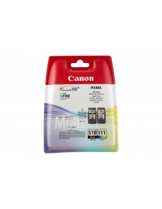 Canon PG-510 CL-511 cartucho de tinta 2 pieza(s) Original Rendimiento estándar Negro, Cian, Magenta, Amarillo