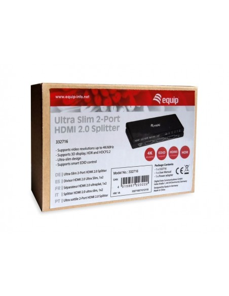 Equip 332716 divisor de video HDMI 2x HDMI