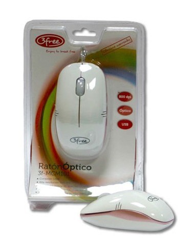 3free 3F-MCM101 WP ratón USB tipo A Óptico 800 DPI