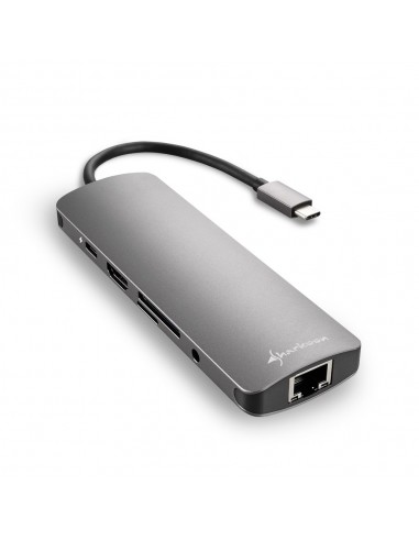 Sharkoon USB 3.0 Type C Combo Adapter tarjeta y adaptador de interfaz HDMI, RJ-45, USB 3.2 Gen 1 (3.1 Gen 1)