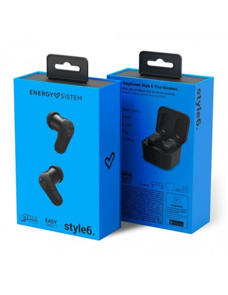 Energy Sistem Style 6 True Wireless Auriculares Inalámbrico Dentro de oído Llamadas Música Bluetooth Negro