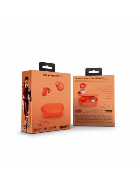 Energy Sistem Sport 2 True Wireless Auriculares Inalámbrico Dentro de oído Deportes USB Tipo C Bluetooth Naranja