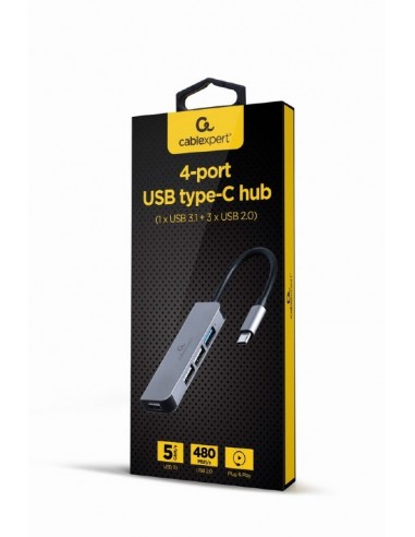 Gembird UHB-CM-U3P1U2P3-01 base para portátil y replicador de puertos Alámbrico USB 3.2 Gen 1 (3.1 Gen 1) Type-C Plata