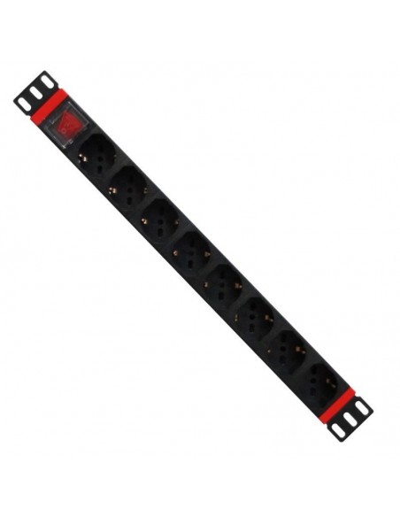 WP WPN-PDU-C01-08 unidad de distribución de energía (PDU) 8 salidas AC 1U Negro, Rojo