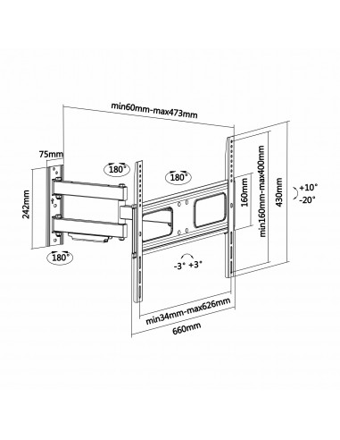 AISENS WT70TSLE-025 soporte para TV 177,8 cm (70") Negro