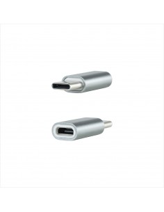 Nanocable Adaptador USB-C a Micro USB, USB-C M-Micro B H, Aluminio, Gris