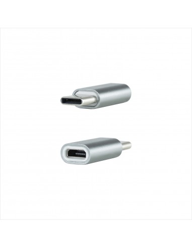 Nanocable Adaptador USB-C a Micro USB, USB-C M-Micro B H, Aluminio, Gris