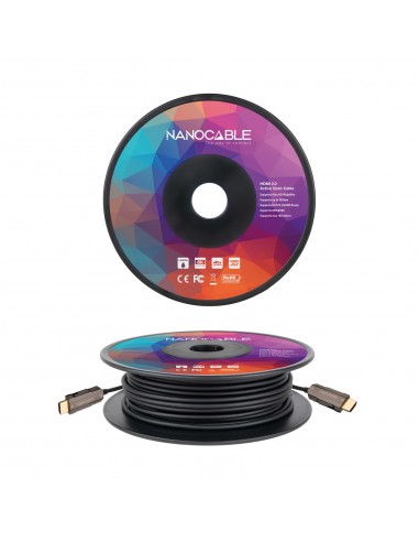 Nanocable Cable HDMI V2.0 AOC 4K@60Hz 18Gbps A M-A M, Negro, 80 m