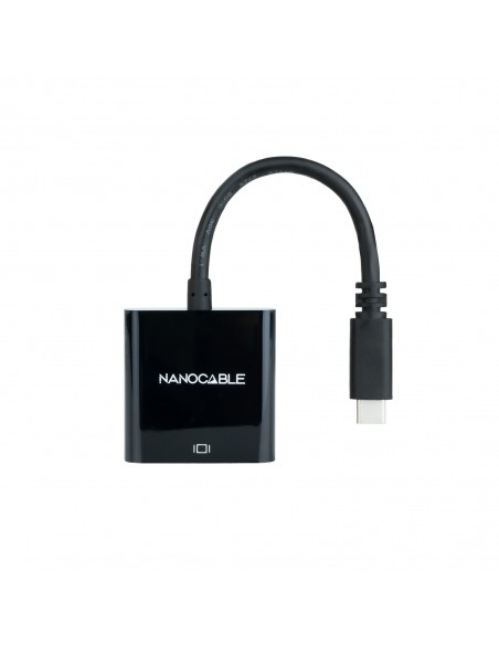 Nanocable Conversor USB-C a VGA, USB-C M-VGA H, Negro, 10 cm