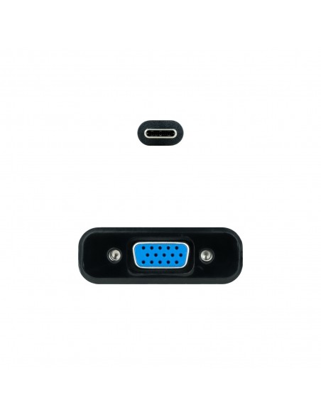 Nanocable Conversor USB-C a VGA, USB-C M-VGA H, Negro, 10 cm