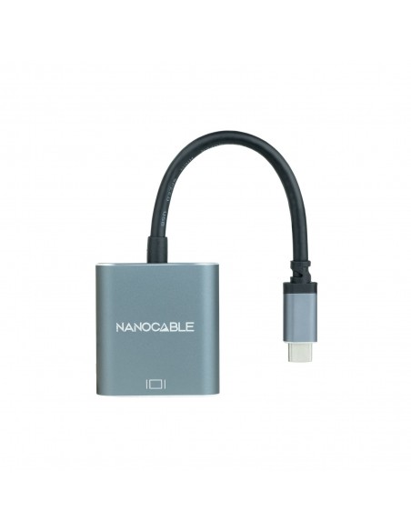 Nanocable Conversor USB-C a VGA, USB-C M-VGA H, Aluminio, Gris, 10 cm
