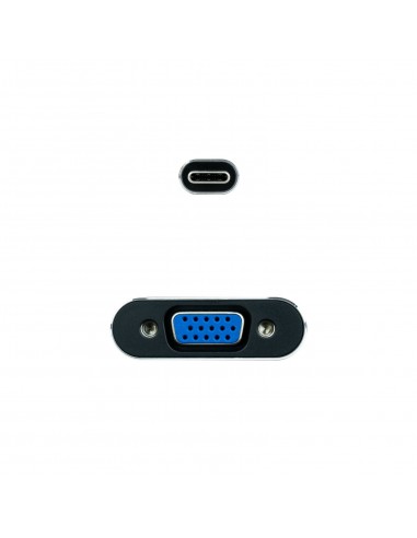 Nanocable Conversor USB-C a VGA, USB-C M-VGA H, Aluminio, Gris, 10 cm