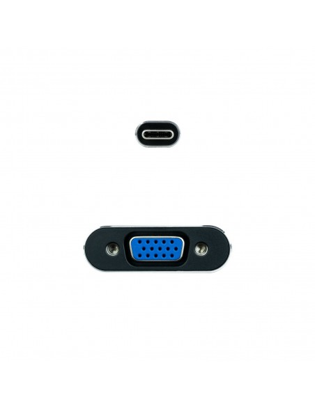 Nanocable Conversor USB-C a VGA, USB-C M-VGA H, Aluminio, Gris, 10 cm