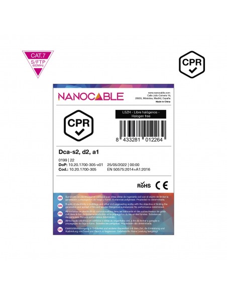 Nanocable Cable de Red CAT.7 LSZH SFTP PIMF AWG23, Naranja, 305m