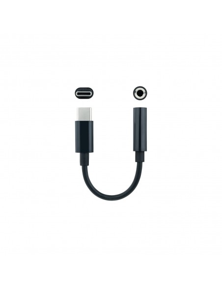 Nanocable Cable Adaptador Audio USB-C M a Jack 3.5 H, 11 cm, Negro