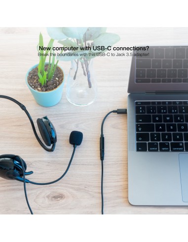 Nanocable Cable Adaptador Audio USB-C M a Jack 3.5 H, 11 cm, Negro