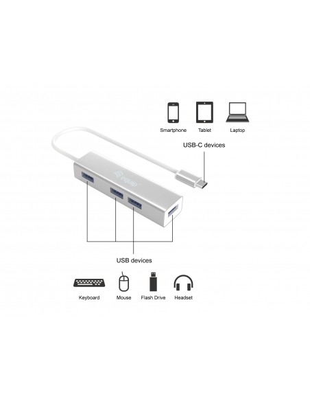 Equip 128958 hub de interfaz USB 3.2 Gen 1 (3.1 Gen 1) Type-C 5000 Mbit s Plata