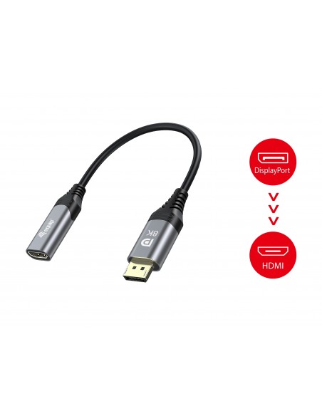 Equip 133446 adaptador de cable de vídeo 0,15 m DisplayPort HDMI Negro, Gris