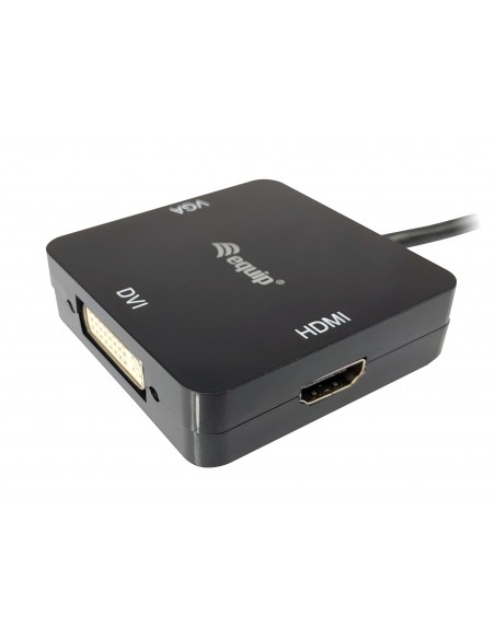 Equip 133439 adaptador de cable de vídeo 0,15 m Mini DisplayPort DVI-D + VGA (D-Sub) + HDMI Negro