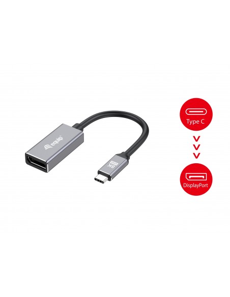 Equip 133493 adaptador de cable de vídeo 0,15 m USB Tipo C DisplayPort Negro, Gris