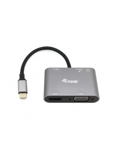 Equip 133483 base para portátil y replicador de puertos Alámbrico USB 3.2 Gen 1 (3.1 Gen 1) Type-C Negro, Gris