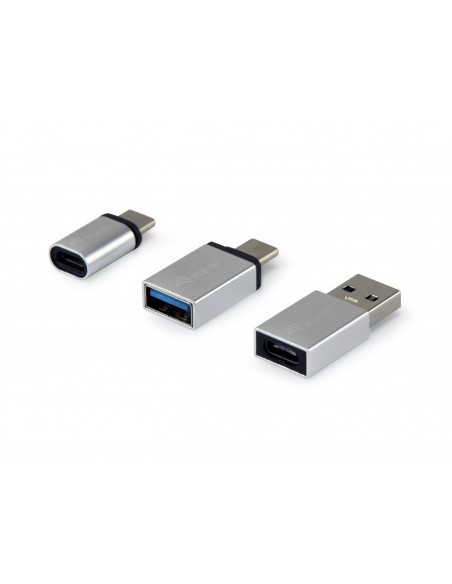 Equip 133475 cambiador de género para cable USB C, USB C, USB A USB A, Micro-USB, USB C Plata