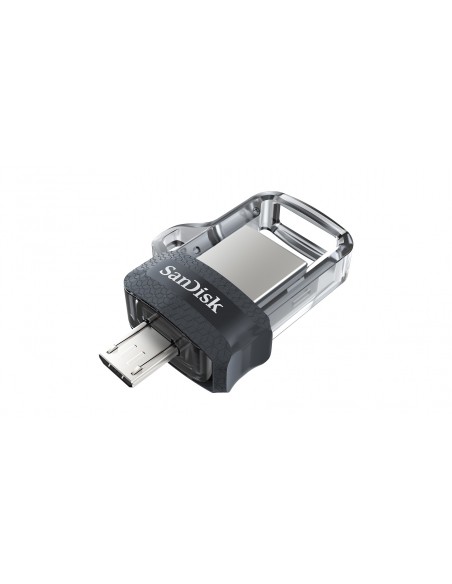SanDisk Ultra Dual m3.0 unidad flash USB 128 GB USB Type-A   Micro-USB 3.2 Gen 1 (3.1 Gen 1) Negro, Plata, Transparente