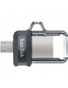 SanDisk Ultra Dual m3.0 unidad flash USB 128 GB USB Type-A   Micro-USB 3.2 Gen 1 (3.1 Gen 1) Negro, Plata, Transparente 2
