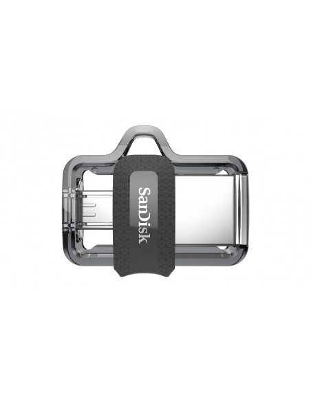 SanDisk Ultra Dual m3.0 unidad flash USB 128 GB USB Type-A   Micro-USB 3.2 Gen 1 (3.1 Gen 1) Negro, Plata, Transparente