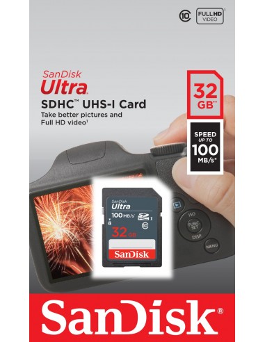 SanDisk Ultra 32GB SDHC Mem Card 100MB s UHS-I Clase 10