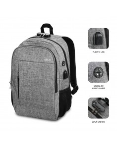 SUBBLIM Mochila para Portátil Urban Lock Backpack 16" Grey 2