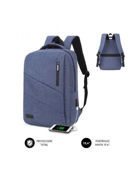 SUBBLIM City Backpack Mochila para portátil 15.6", Poliéster Oxford, Azul