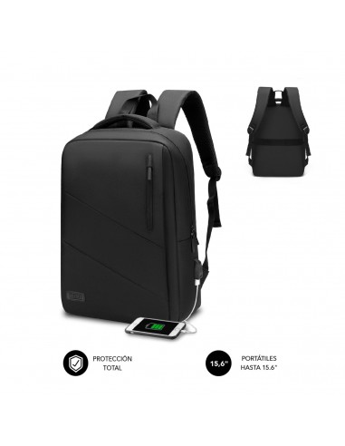 SUBBLIM City Backpack Mochila para portátil 15.6", Poliéster Oxford, Negra