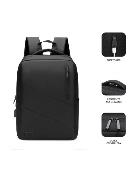 SUBBLIM City Backpack Mochila para portátil 15.6", Poliéster Oxford, Negra SUBBLIM City Backpack Mochila para portátil 15.6", Poliéster Oxford, Negra