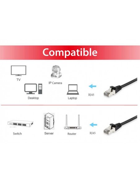 Equip 605590 cable de red Negro 1 m Cat6 S FTP (S-STP)