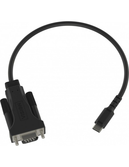 Vision TC-USBCSER BL cable de serie Negro RS-232 USB-C