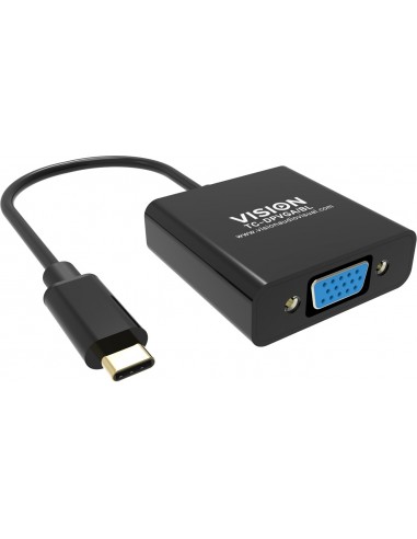Vision TC-USBCVGA BL adaptador de cable de vídeo USB Tipo C VGA (D-Sub) Negro