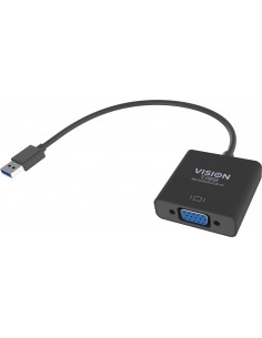 Vision TC-USBVGA Adaptador gráfico USB 1920 x 1080 Pixeles Negro