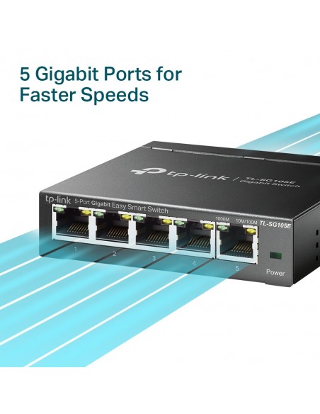 TP-Link TL-SG105E switch Gestionado L2 Gigabit Ethernet (10 100 1000) Negro