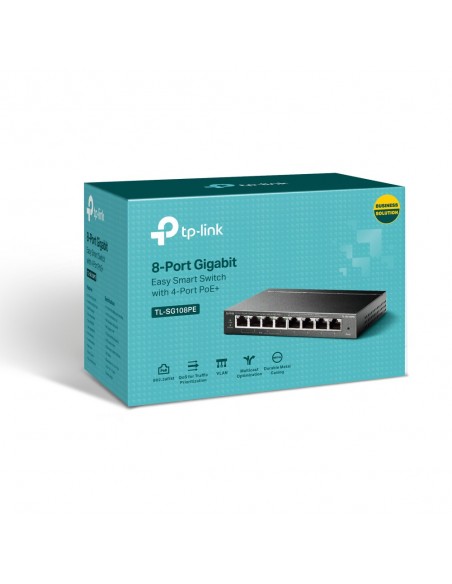 TP-Link TL-SG108PE switch Gestionado L2 Gigabit Ethernet (10 100 1000) Energía sobre Ethernet (PoE) Negro