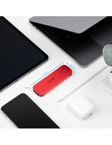 TooQ Caja externa para SSD M.2 NVMe, Rojo