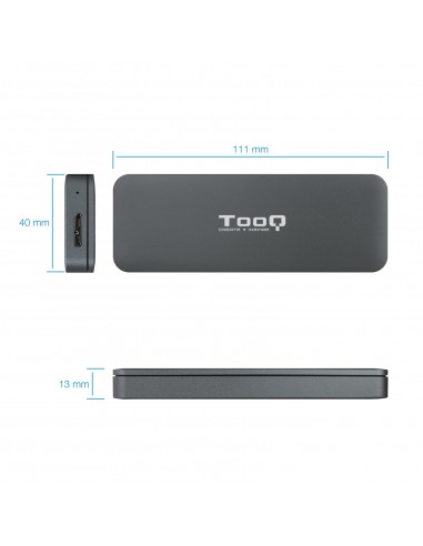 TooQ TQE-2281G caja para disco duro externo Caja externa para unidad de estado sólido (SSD) Gris M.2