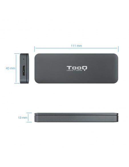 TooQ TQE-2281G caja para disco duro externo Caja externa para unidad de estado sólido (SSD) Gris M.2