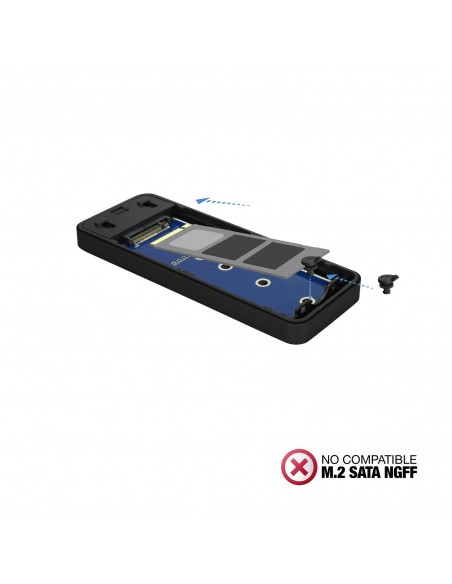 TooQ TQE-2280B caja para disco duro externo Caja externa para unidad de estado sólido (SSD) Negro M.2