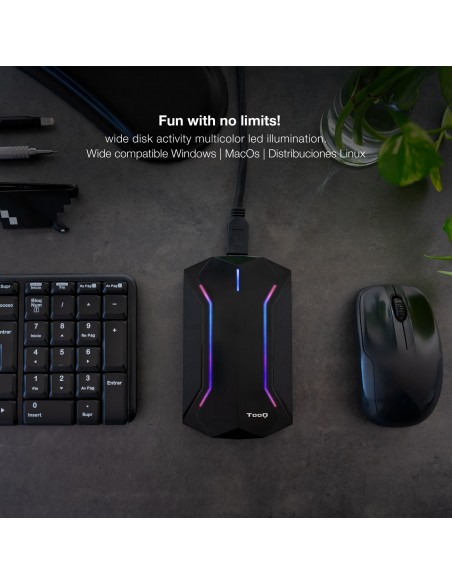 TooQ TQE-2599RGB caja para disco duro externo Carcasa de disco duro SSD Negro 2.5"