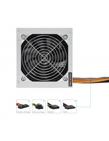 TooQ TQEP-500SSE unidad de fuente de alimentación 500 W 24-pin ATX ATX Plata