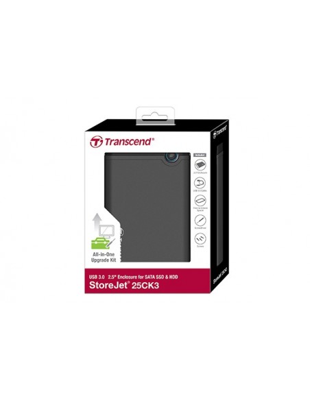 Transcend TS0GSJ25CK3 caja para disco duro externo Carcasa de disco duro SSD Gris 2.5"